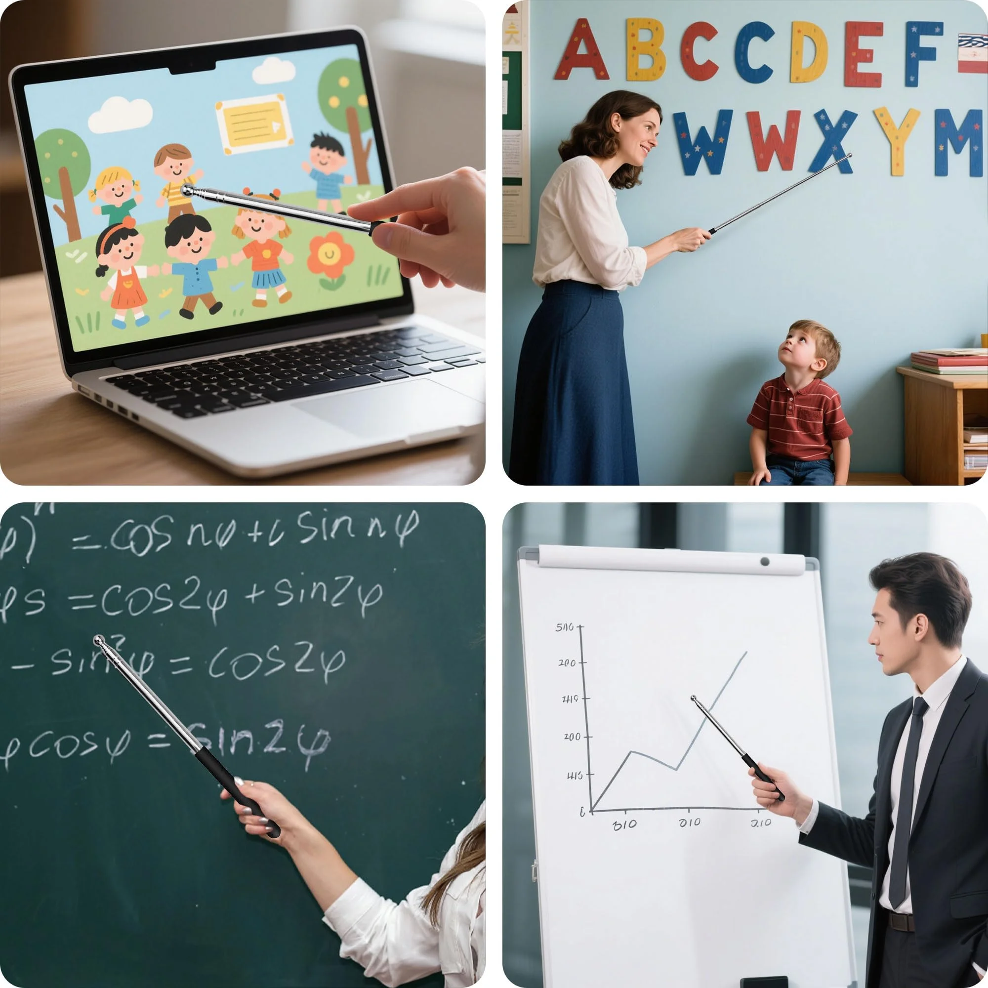 Retractable Teachers Pointer,Stainless steel Telescopic School Teach rod, Extendable Rod Handheld Presenter Classroom Supplies