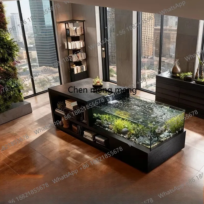 Glass balcony ecological fish tank swamp circulating water filter fish pond flowing water landscape flower box