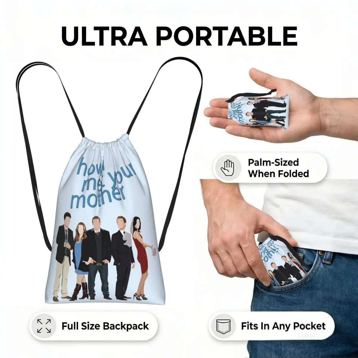 Intervention How I Met Your Mother Drawstring Backpack Sports Gym Bag Lightweight Foldable Storage Drawstring Bag for Men Women
