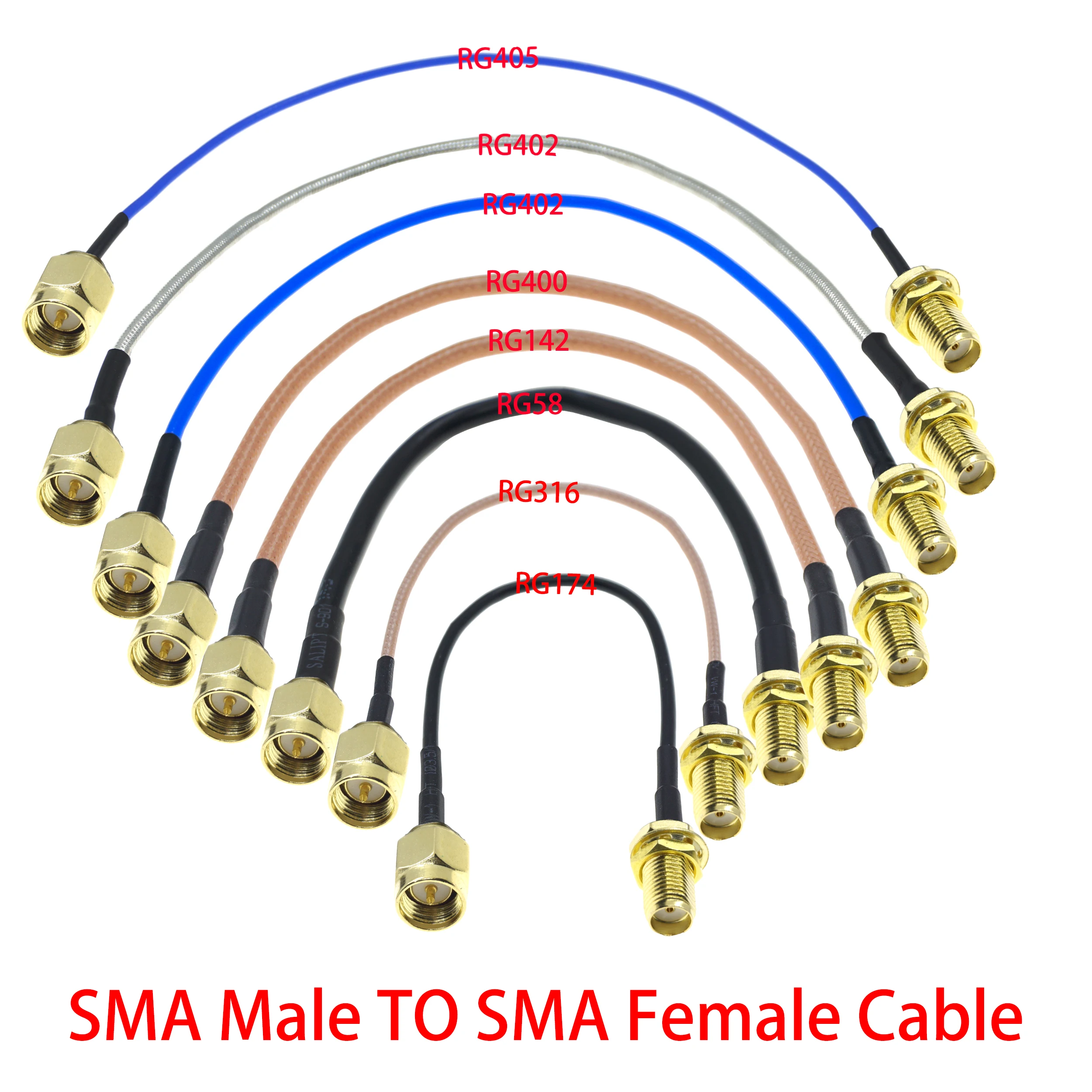 RG316 RG58 RG174 RG142 RG400 RG402 RG405 SMA male To SMA Female Jack Connector RF Coax Coaxial Cable Wire Pigtail Extension