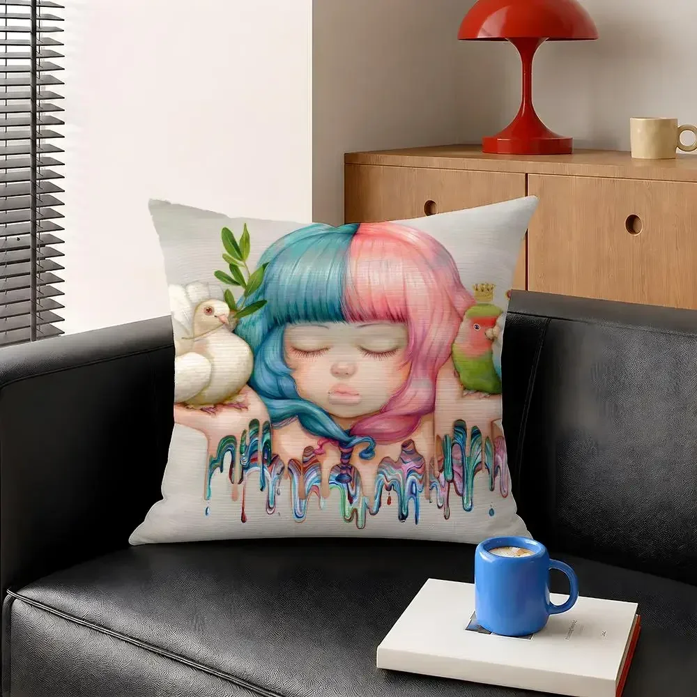 Artist Camilla d'Errico Pop Surrealism Cushion Cover Decorative Pillowcase Soft Short Plush Cozy Durable Sofa HomeDecor Items