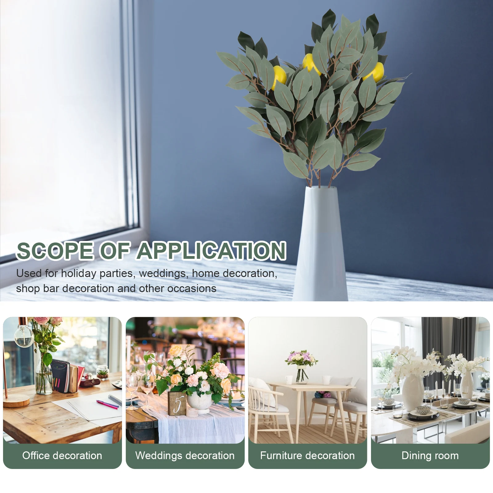 

2pcs Lifelike Simulation Ornament Artificial Decorative Fake Greenery Wedding Room Cafe Decor Green Plastic Plant Simulation