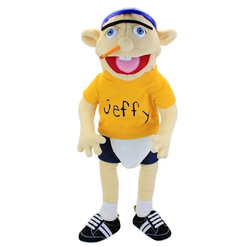 60CM Large Jeffy Boy Hand Puppet Children Soft Doll Talk Show Party Props funny boy puppet Doll Plush Toys Puppet Kids Gift