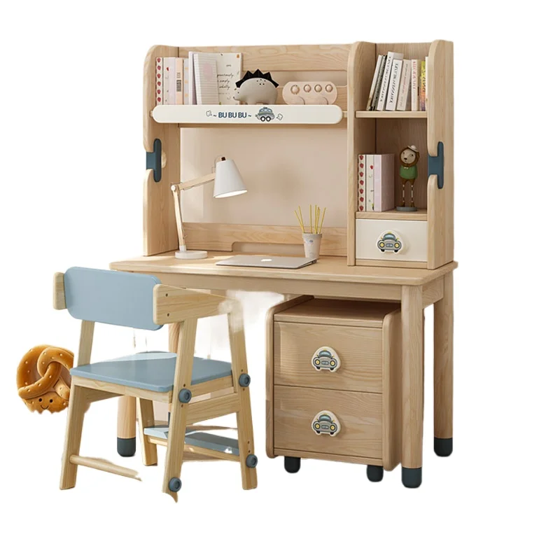 

Ash wood children's study table writing set, computer desk combination, multi-functional, simple and modern