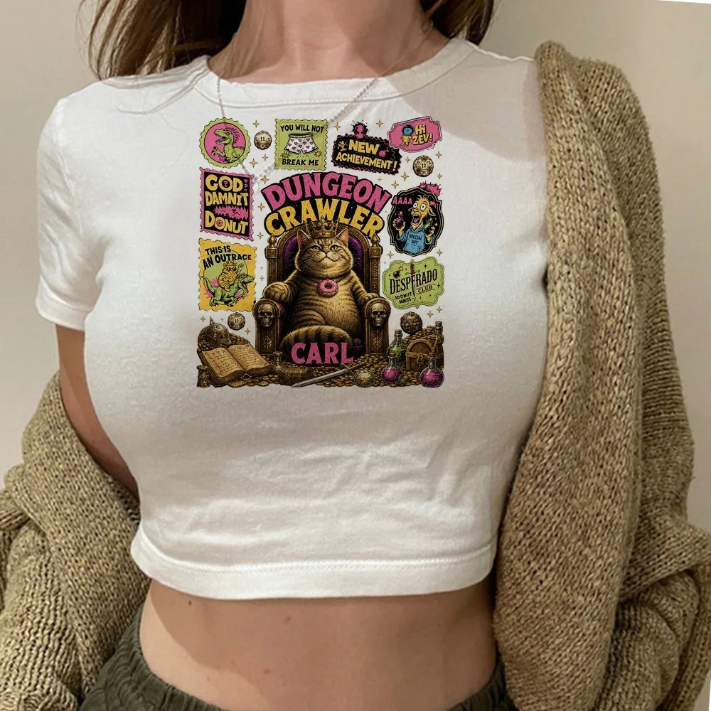Dungeon Crawler Carl crop top women alternative  vintage goth summer emo tshirt y2k cutecore 2000s vintage goth