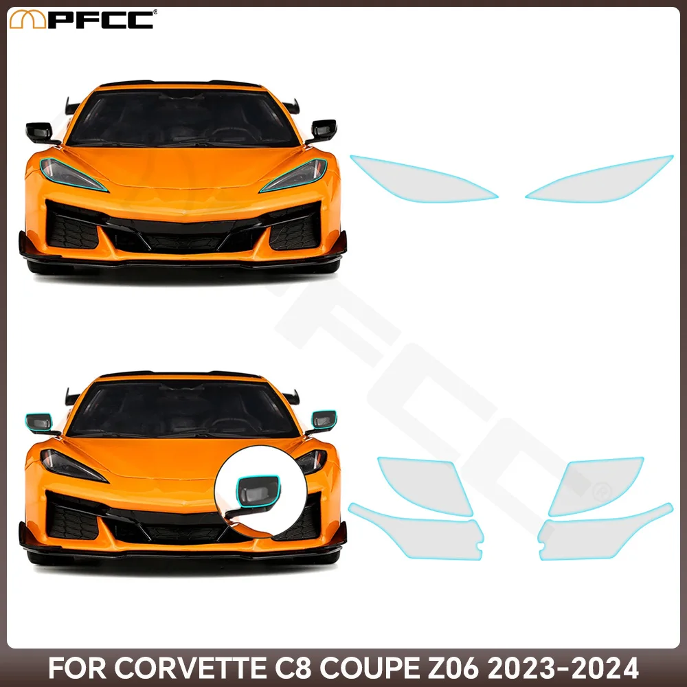 

For Corvette C8 Coupe Z06 2023 2024 Headlight Rearview Anti-Scratch Protective Film TPU Paint Protection Film PPF Transparent