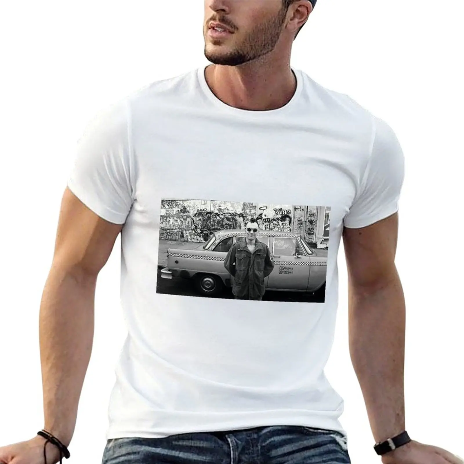During the filming of Taxi Driver 1976 T-Shirt Basic Solid Tee for Daily Use