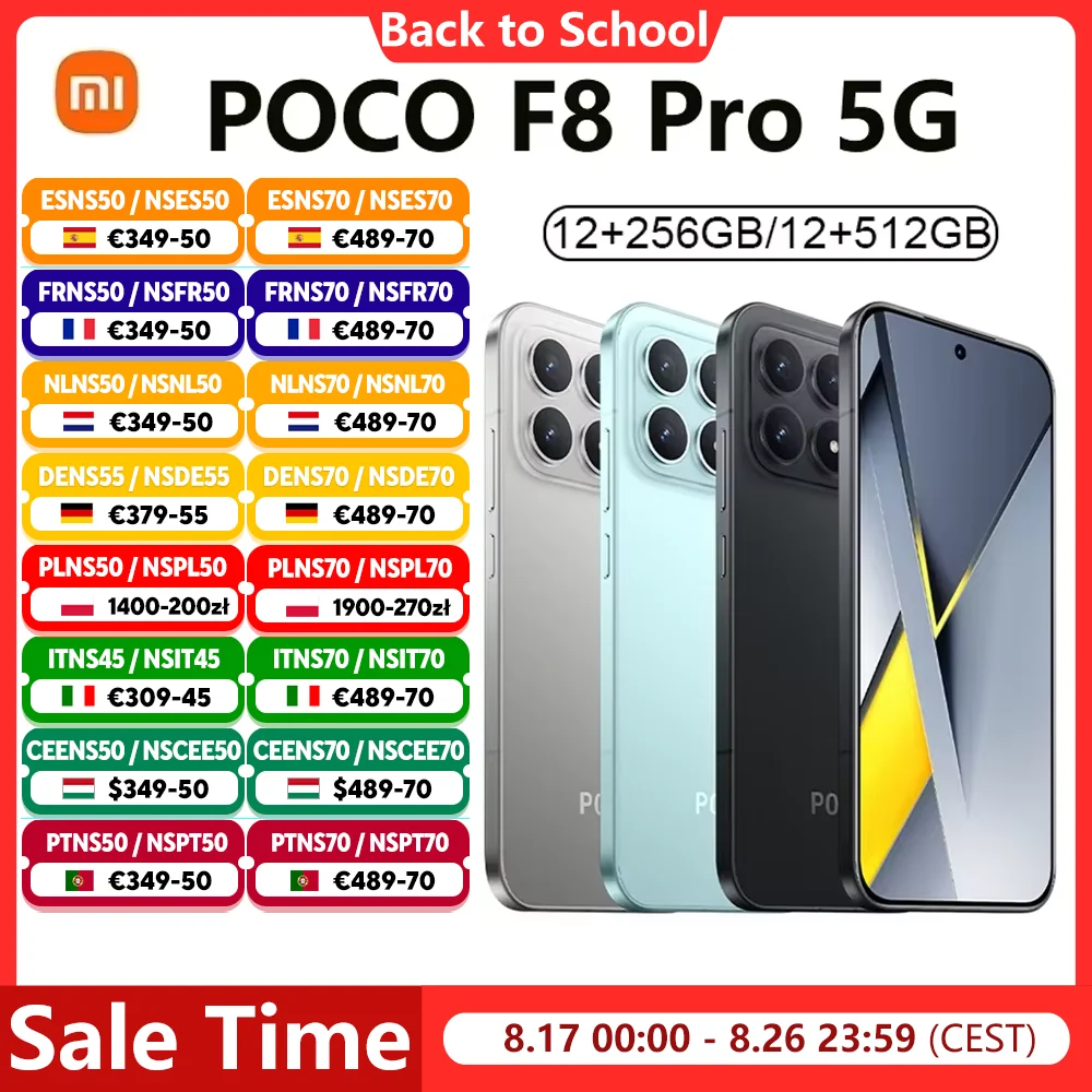 Smartphone POCO F8 Pro 5G Snapdragon ® 8 Elite Écran AMOLED HyperRGB 6,59 pouces 120 Hz, batterie 6210 mAh, charge 100 W, 50 MP, NFC