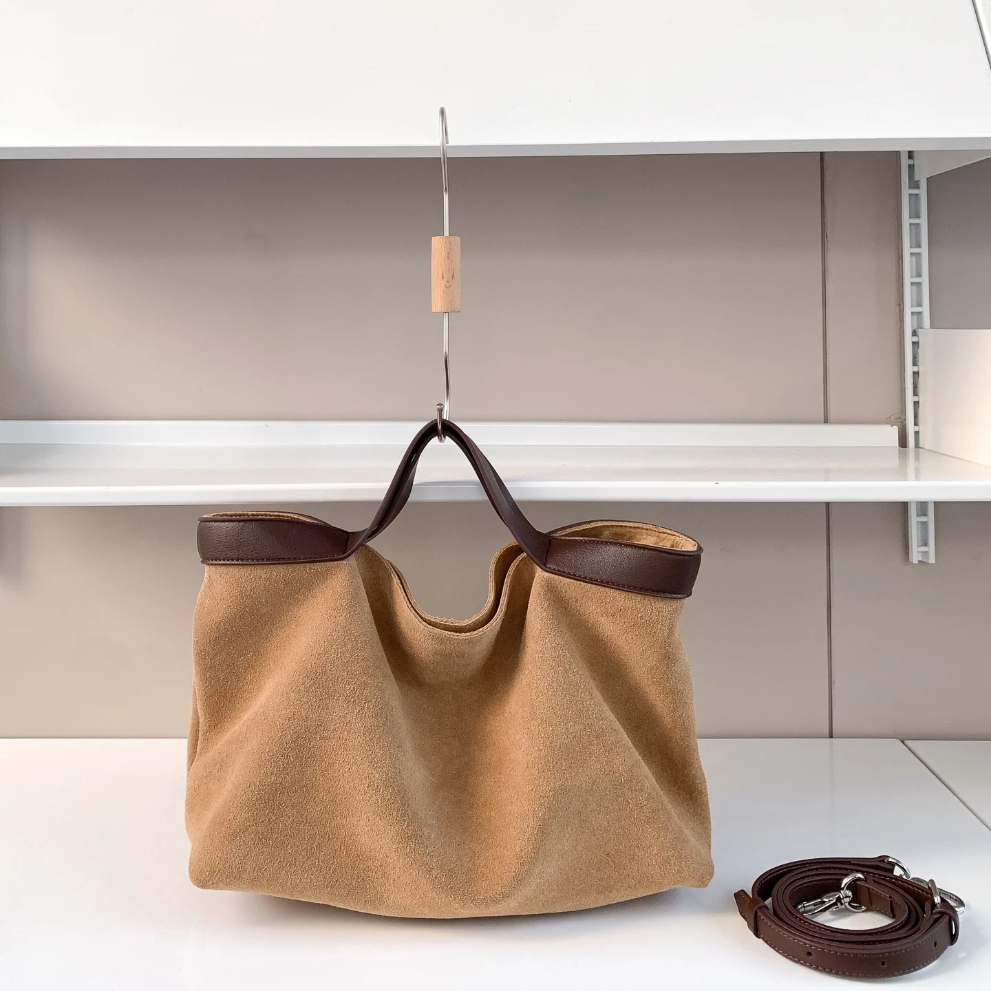 

Genuine Grade Suede Cow Leather Women Shoulder Crossbody Bag Luxury Designer Brand High Quality Female Handbag Camel Black Coffe