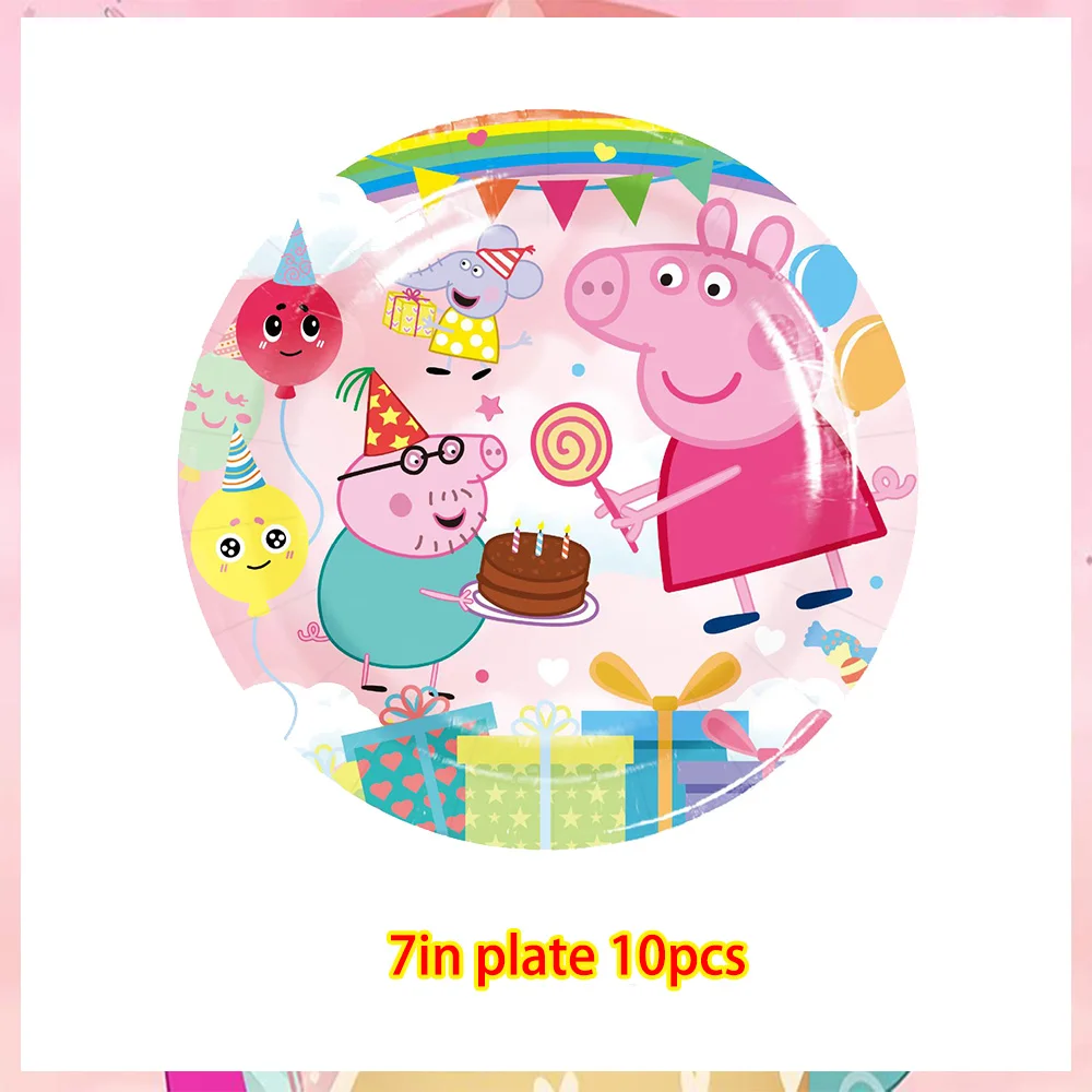 Cartoon Rosa Peppa Pig Geburtstagsparty Dekorations-Set George Pig Partyzubehör Teller Kindergeburtstag Geschenke Babyparty – Detail 21