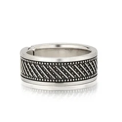 Vintage Lines Geometry Pattern Ring Male Index Finger Accessories Fashion Men Ring S925 Jewelry Gift For Boyfriend