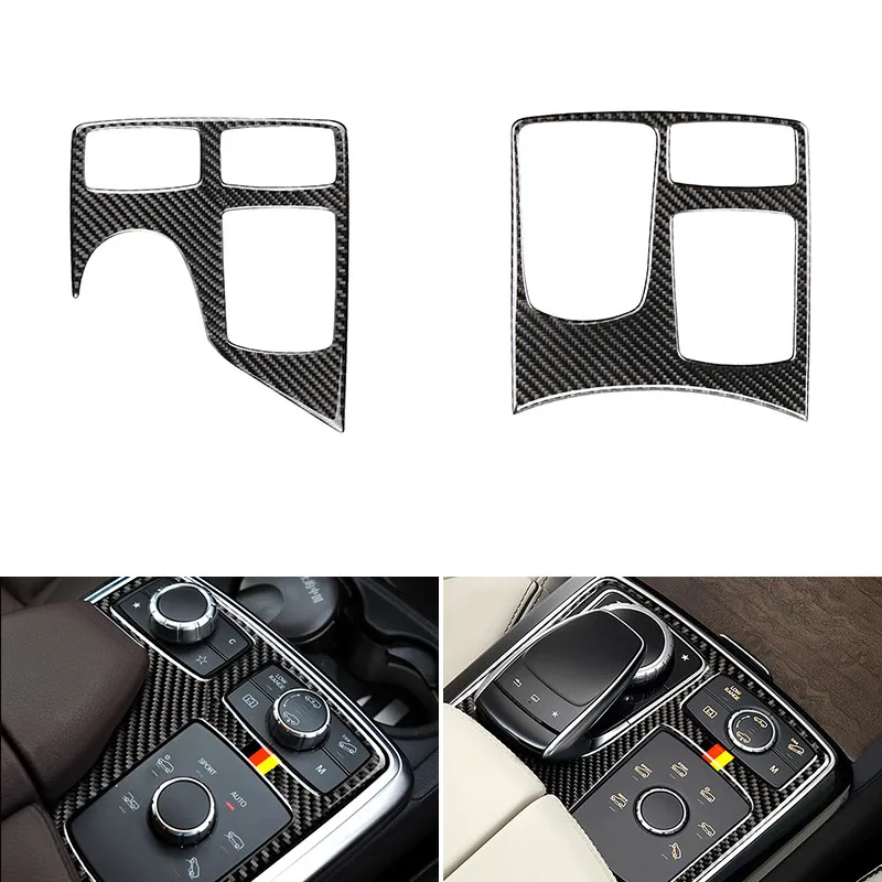 For Mercedes Benz GLE GLS M Class W166 X166 W164 Car Styling Carbon Fiber Center Control Armrest Multimedia Panel Cover Trim