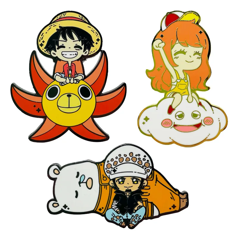 Luffy Nami Law Badges Japanese Anime ONE PIECE Pins Pendant Manga Brooches for Bag Backpack Clothing Lapel ACG Cosplay Toy Decor