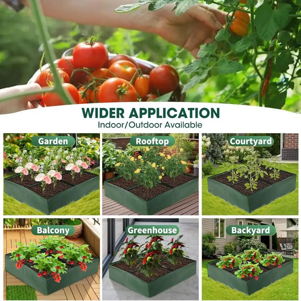 Grow Bag for Gardening Multiple Grids Grow Bag Raised Garden Bed Breathable Rectangle Planting Container Vegetable for Outdoor