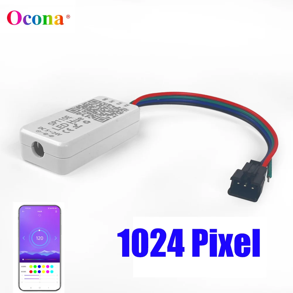 DC 5V 12V 24V 1024-Pixel kontroler LED dla Dream Color LED Strip kontrola aplikacji kompatybilny z Bluetooth WS2811 SP110E