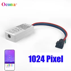 DC 5V 12V 24V 1024-Pixel kontroler LED dla Dream Color LED Strip kontrola aplikacji kompatybilny z Bluetooth WS2811 SP110E