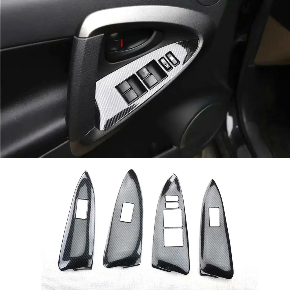 

4pcs/set Car Window Lift Electric Switch Panel Cover Trim Styling For Toyota RAV4 2009-2012 Left Hand Drive Auto Moldings