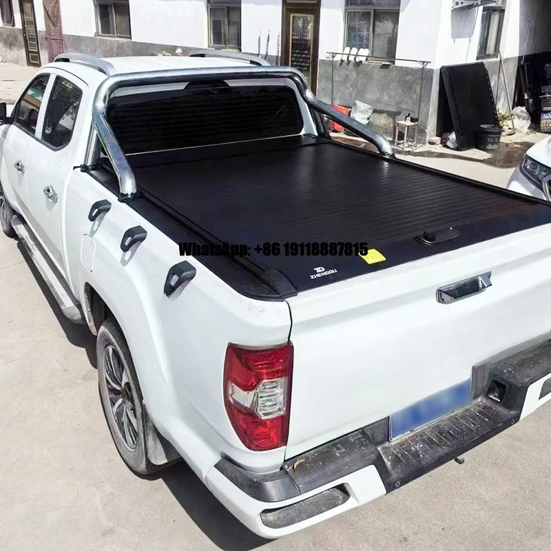 

Roller Flat Tonneau Cover for Pickup Truck Rear Box Easy Push-Pull Installation Durable Flat Tail Box Cover Refit