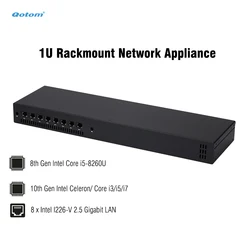 Qotom 1U Rackmount Mini PC 8x 2.5G LAN Intel Core i7/i5/i3 Firewall Router Fan Cooling VPN Server OPNsense pfSense Barebone