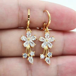 Luxury Temperament 5 Kinds of Gold Color Zircon Pendant Earrings Suitable for Female Fashion Gold-plated Hypoallergenic Jewelry