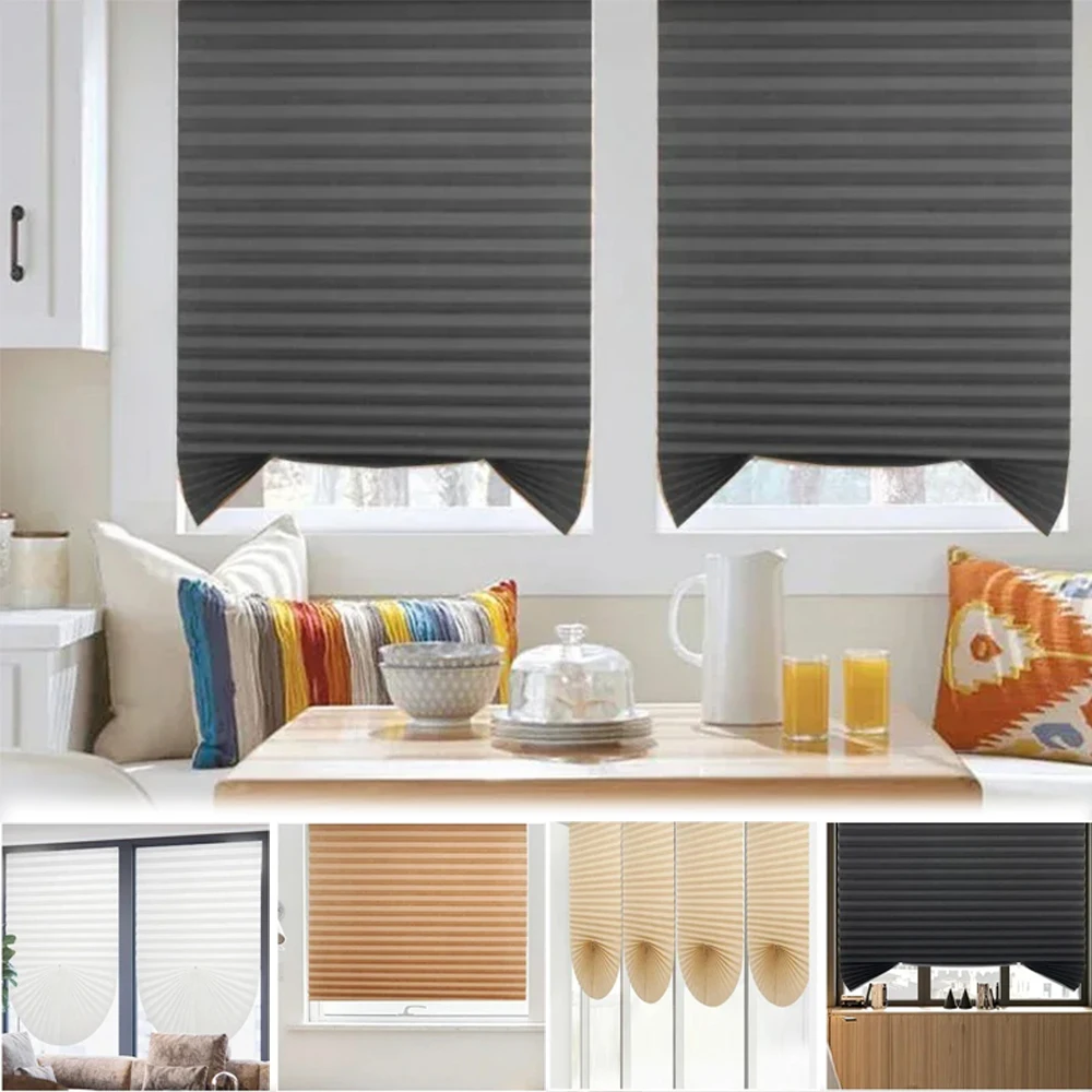1Pc Self-Adhesive Window Blind Non-Woven Folding Shade Privacy Sun Protection Curtain for Bathroom Balcony Kitchen Living Room