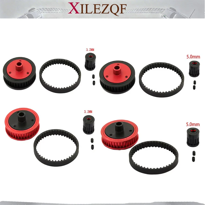 Belt Drive Transmission Gearbox System3.2/5.0mm Pulley Gears Modified Upgrade Parts for 1/10 Axial SCX10II 90046 RC Rock Crawler