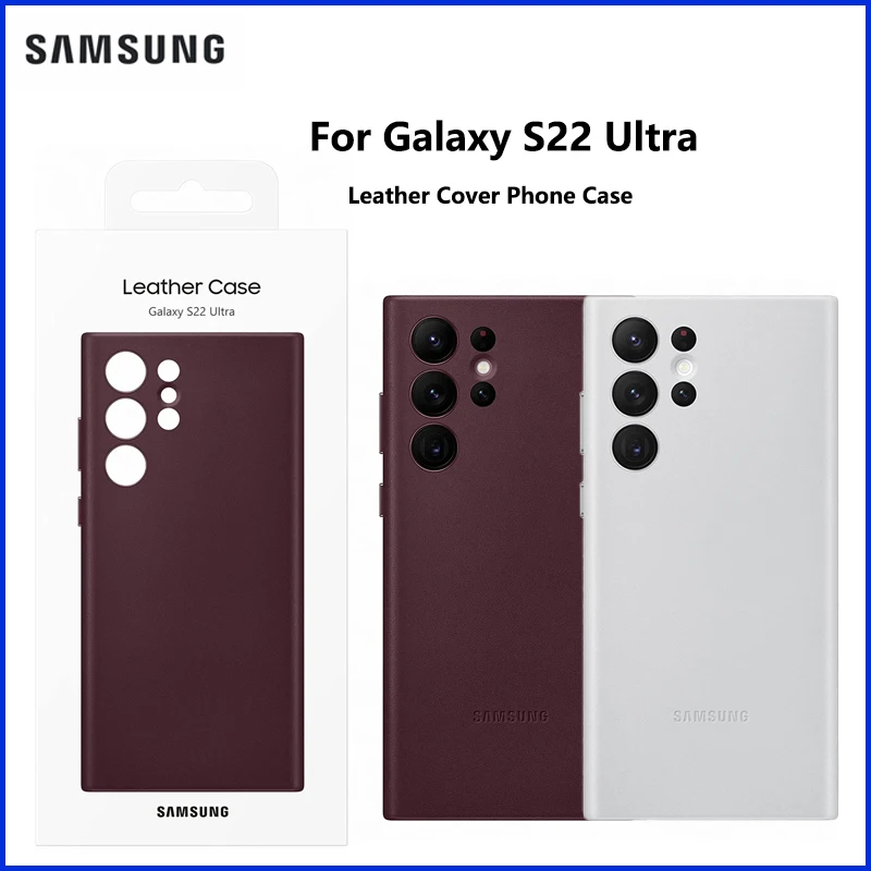 

Original Samsung Galaxy S22 Ultra Leather Cover Protective Phone Case Camera Lens Protection Shockproof EF-VS908