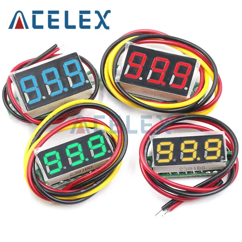 0.28 Inch DC LED Digital Voltmeter 0-100V Voltage Meter Auto Car Mobile Power Voltage Tester Detector 12V Red Green Blue Yellow