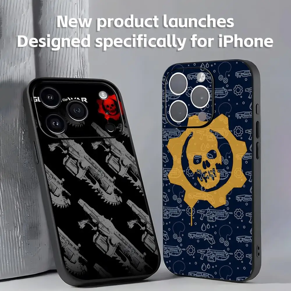 Чехол для телефона G-Gears Of W-War, мягкий черный противоударный чехол для iPhone 17, 16, 16e, 15, 14, 13, 12 Plus Mini Pro Max