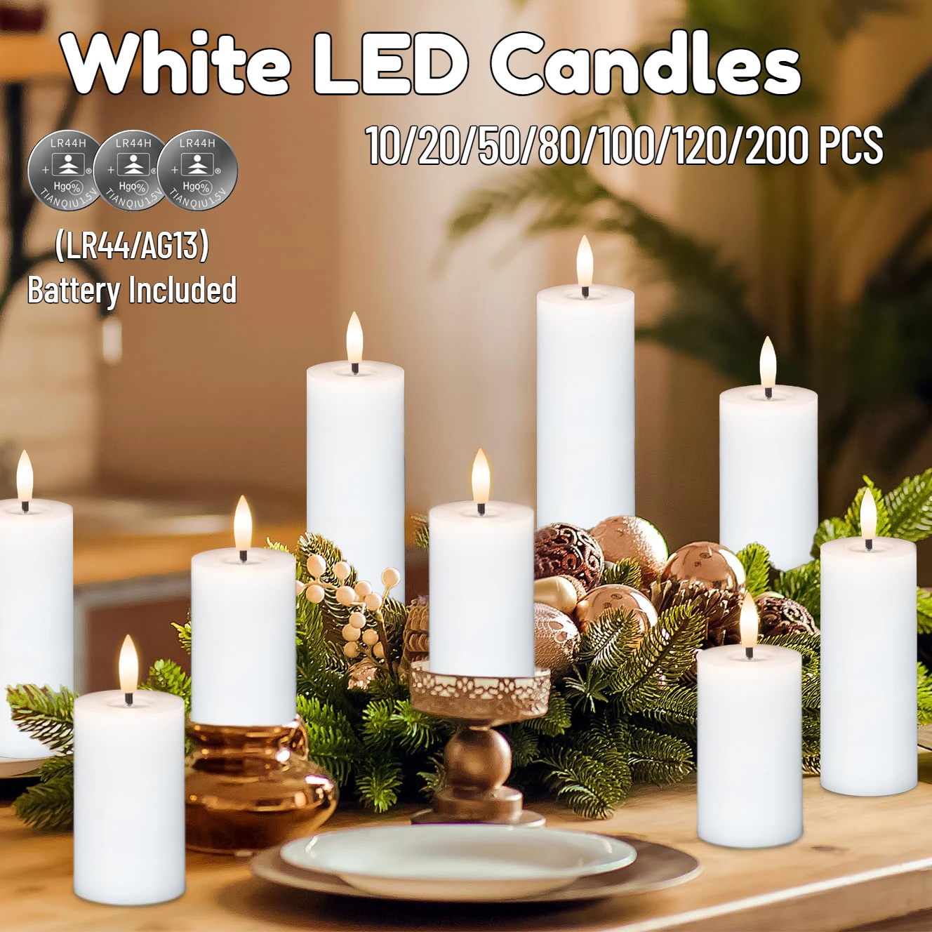 10-200 قطعة شموع Led بيضاء وامضة تعمل بالبطارية شموع عديمة اللهب شمعة عمود الزفاف الحفل حفلة عيد ميلاد الديكور