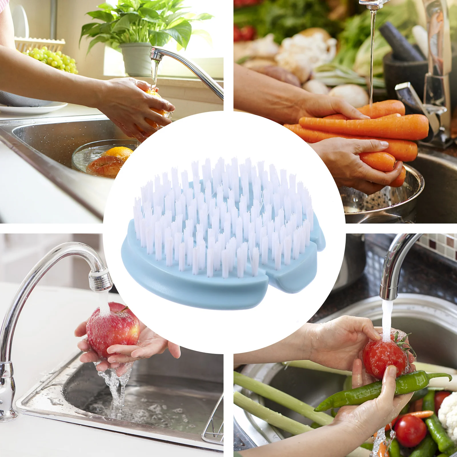 

3 Pcs Cleaning Brush Vegetable Fruit Scrubber and Blue with Handle Brushes for Household