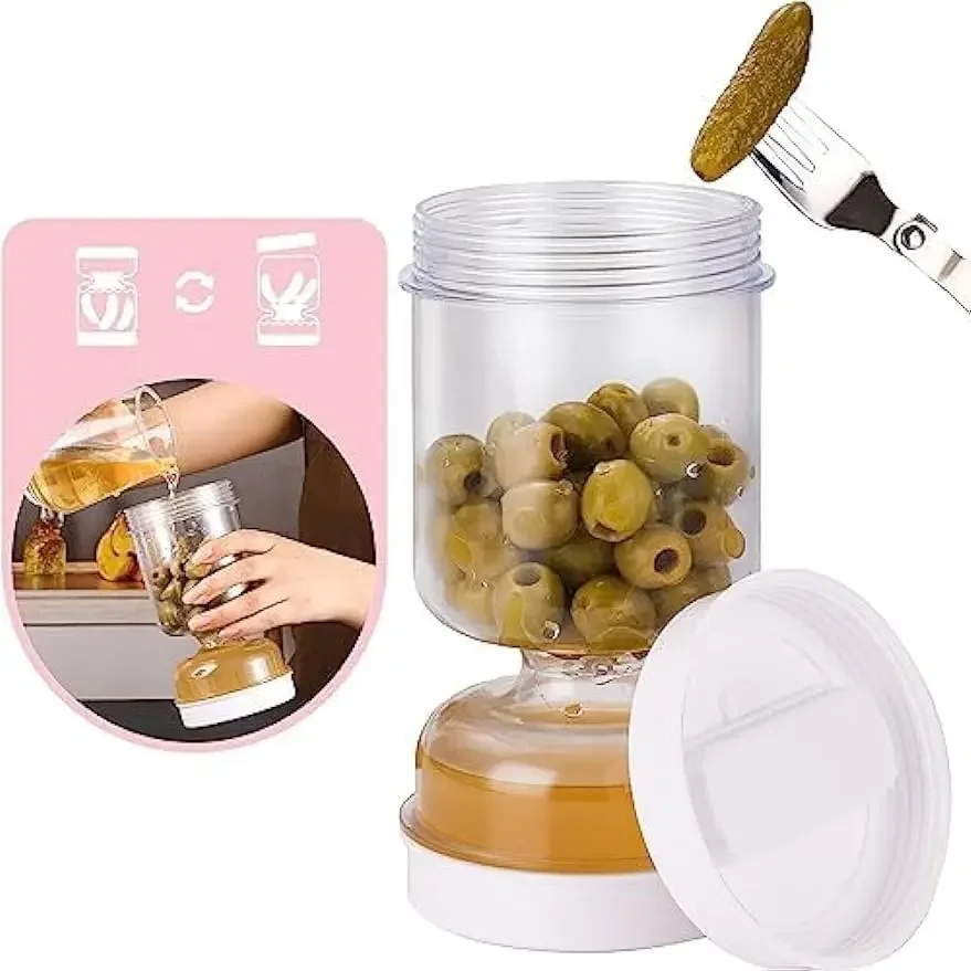 Pickles Jar Dry and Wet Dispenser Food Bottle Storage Kitchen Organizer Kimchi Jar Fermentation Kit Juice Separator Container