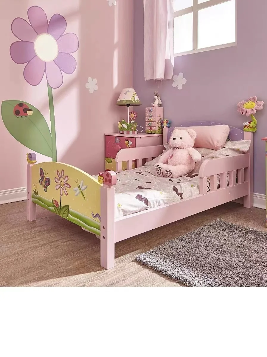 Custom Modern Designs Children Wooden Furniture Pink Child Beds for Kindergarten