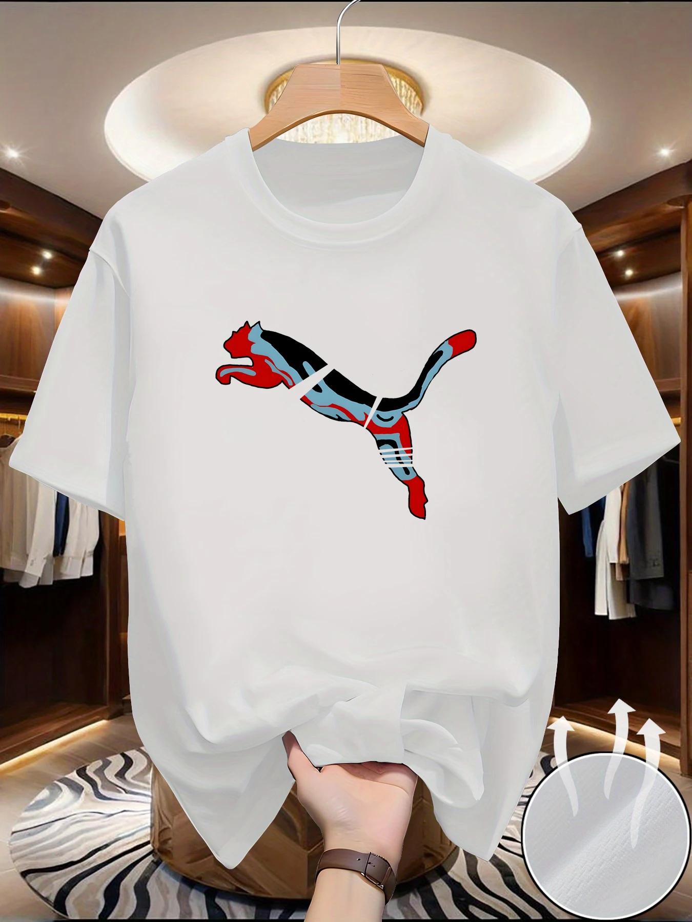 2026 New Parent‑Child Matching Unisex Oversized T‑Shirt Colorful Graffiti Jumping Feline Animal Chest Front PrintStreetwear Tops