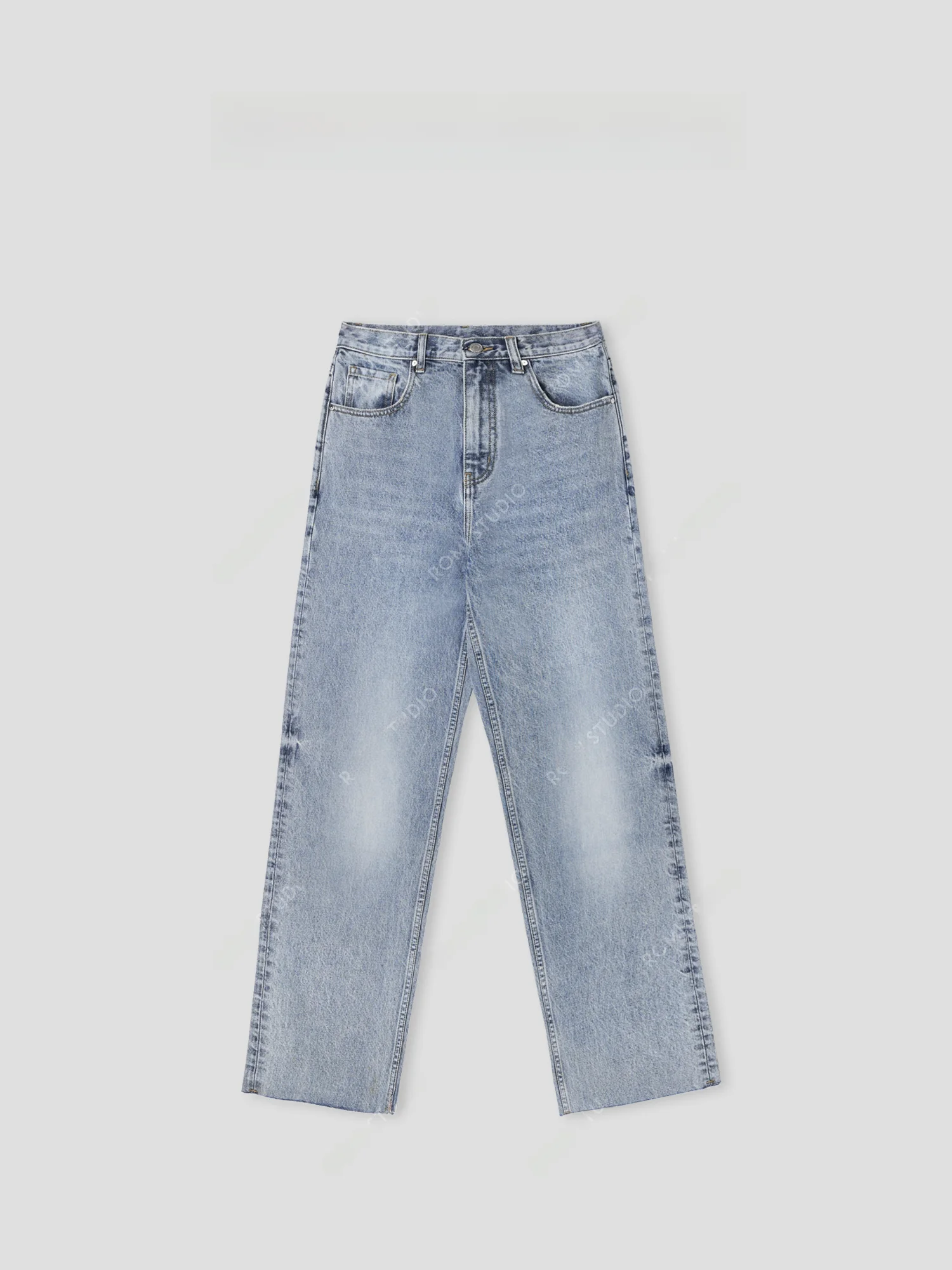 

Romi Studio Original Flavor Denim Cotton Rope Dye Hand Sewn Ae High Tead Jeans Casual Sle High Waist Straight Leg