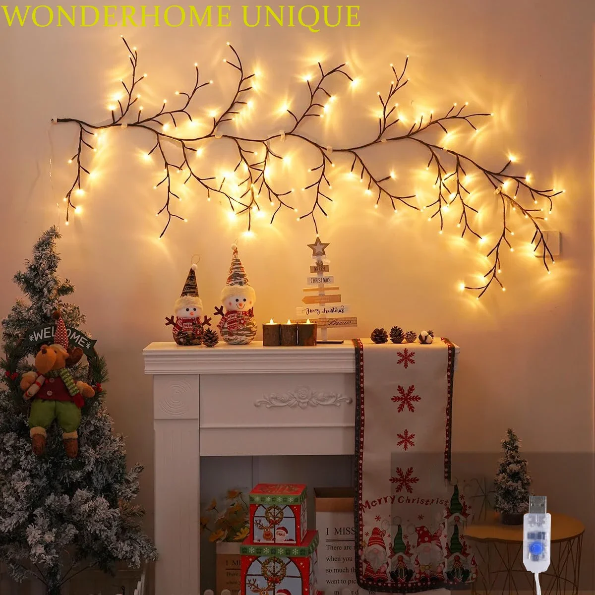 1Pcs 96LED Tree Branch Light For Desktop Wall Party Home Decoration Night Light 8 Modes USB Powered DIY Festive Tree Vine Light