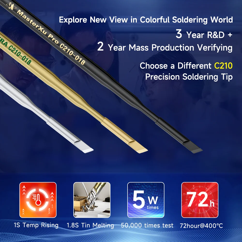 Masterxu Precision C210 002 020 018 Pontas de Ferro de Solda Série Ouro Uitra Silver Elite para Aixun Jbc Sugon Gvm Ferramentas de Soldagem