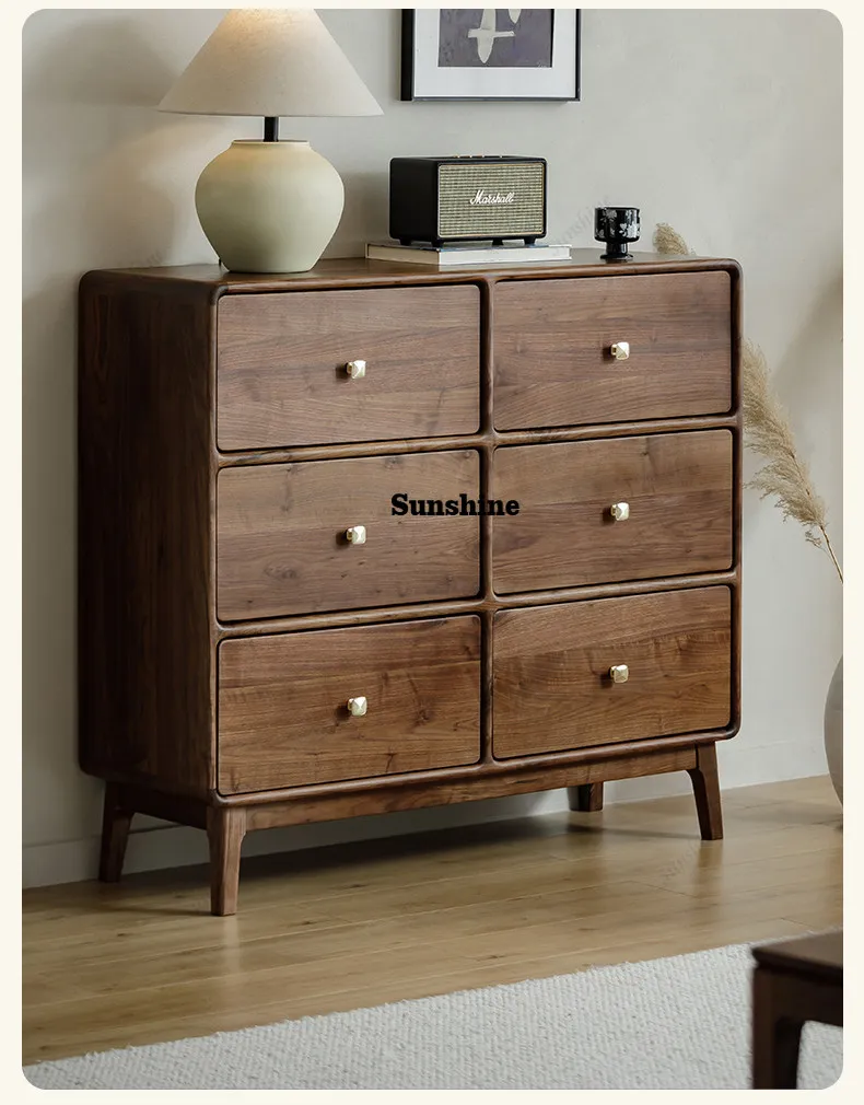 

North American black walnut solid wood chest, antique locker in bedroom