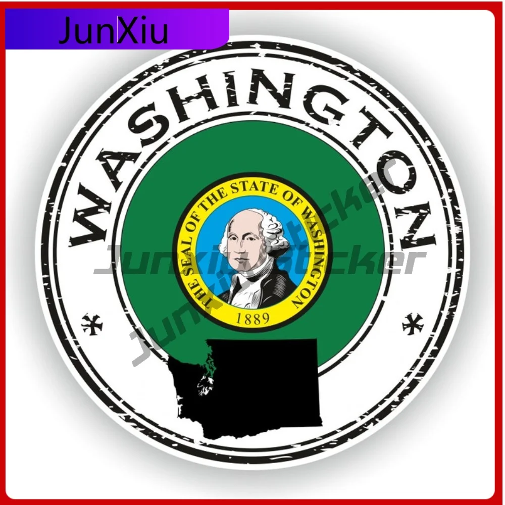

Washington Seal Sticker Round Flag Cool Vinyl Decal Waterproof Car Decor for Electric Scooter Yacht Exterior Decoration