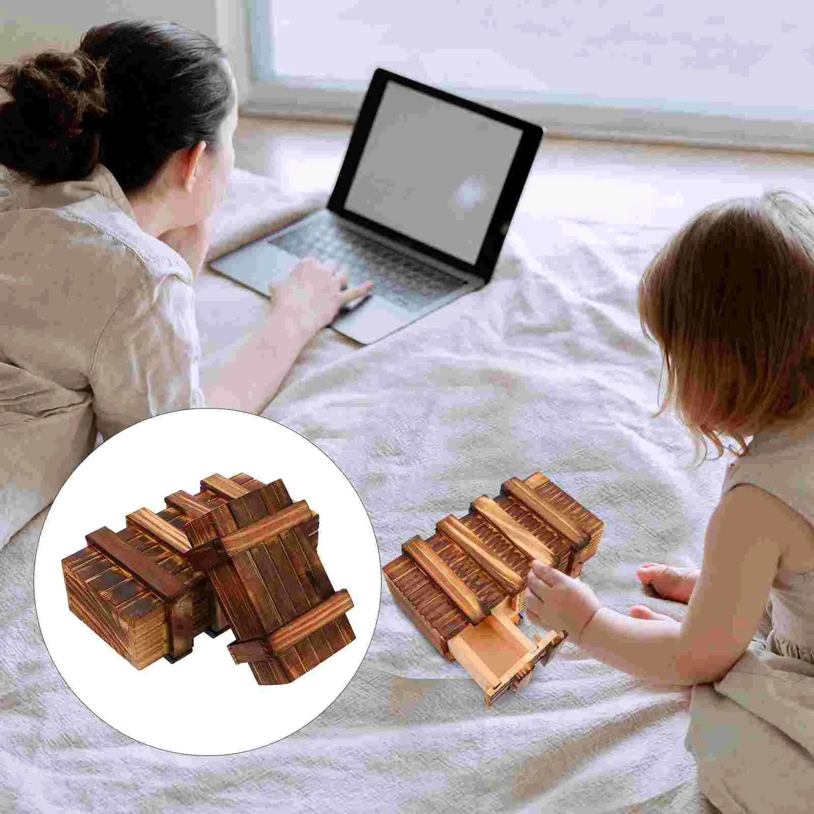 2 Pcs Kids Educational Intelligence Toys Puzzles for Adults Secret Drawer Fidget Wood