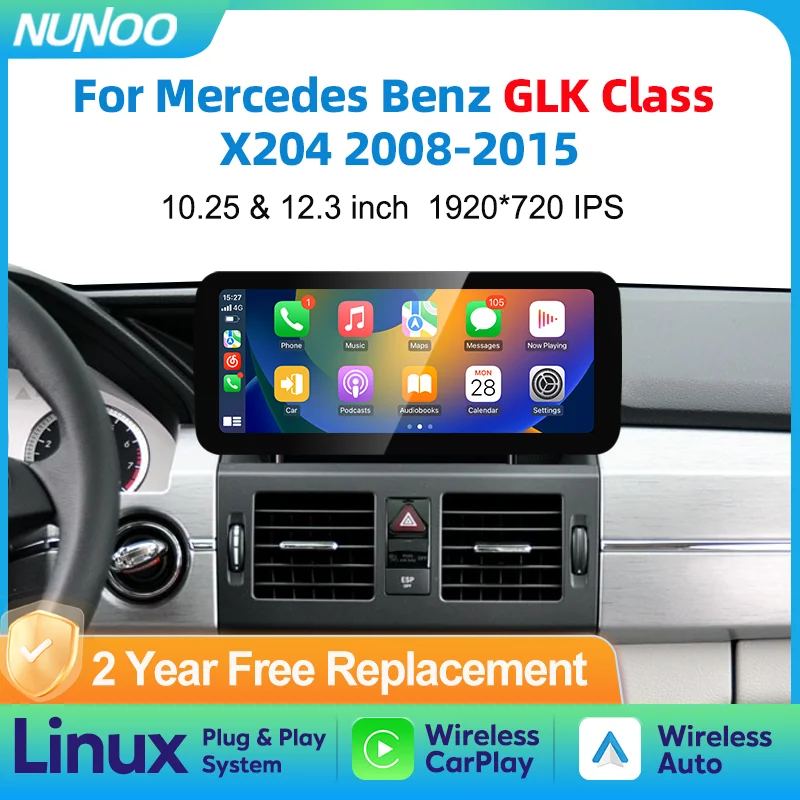 Linux Multimedia Bildschirm Wireless CarPlay Android Auto Autoradio GPS für Mercedes Benz GLK Klasse X204 2008-2015