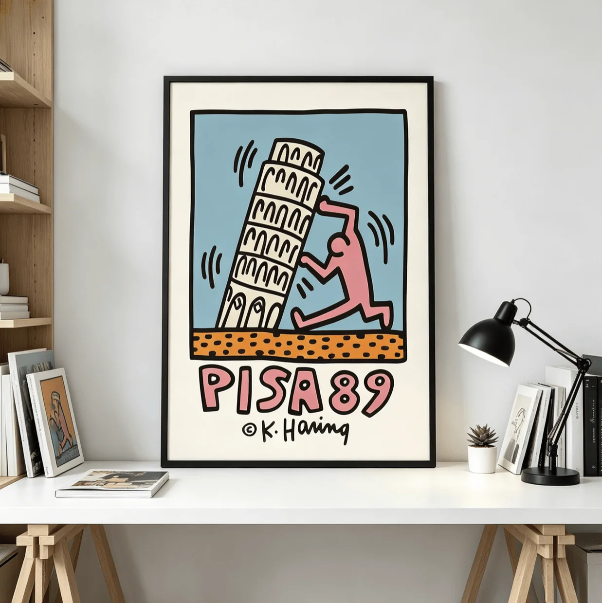 Keith Haring Pisa Tower Wall Art Canvas Prints, Pop Art Figure Posters, Minimalist Decor for Living Room Bedroom Office Decor - view 5