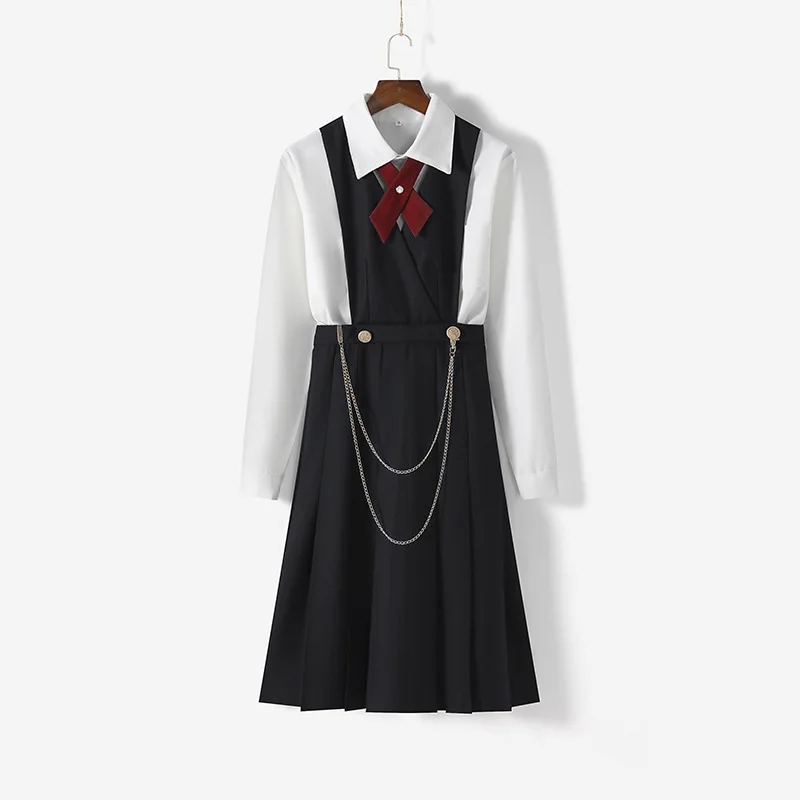 Breast Protection Skirt Japanese JK Uniform Pleated Dress New Autumn Winter Strap Dress Anime Cosplay Sailor Costumes Set Women