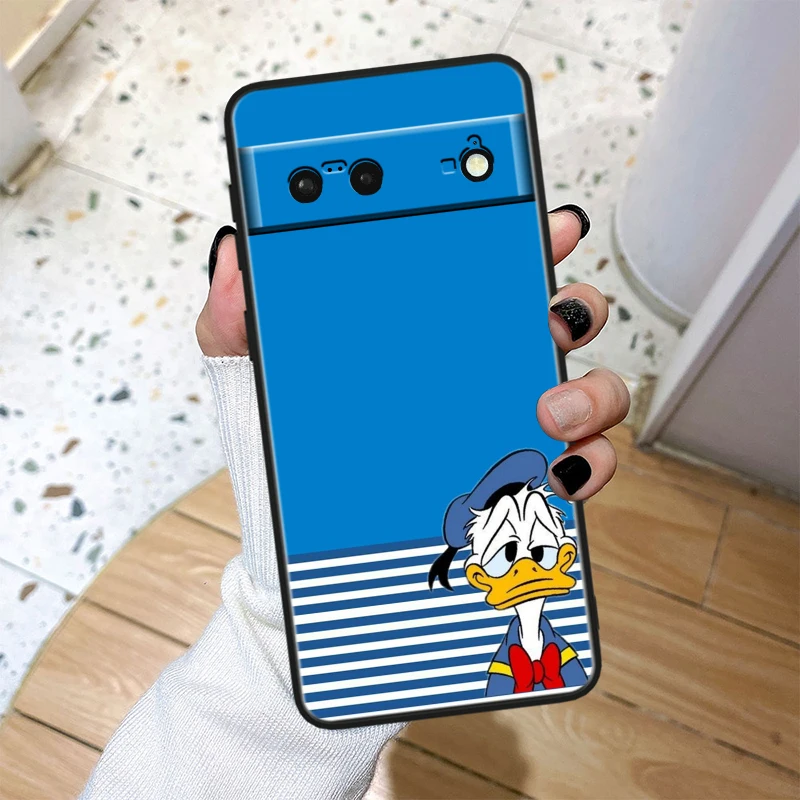 Disney Donald Duck For Google Pixel 9 8A 8 7A 7 6A 6 5A 5XL 5 4A 4XL 4 Pro Black Soft Silicone Phone Case Cover