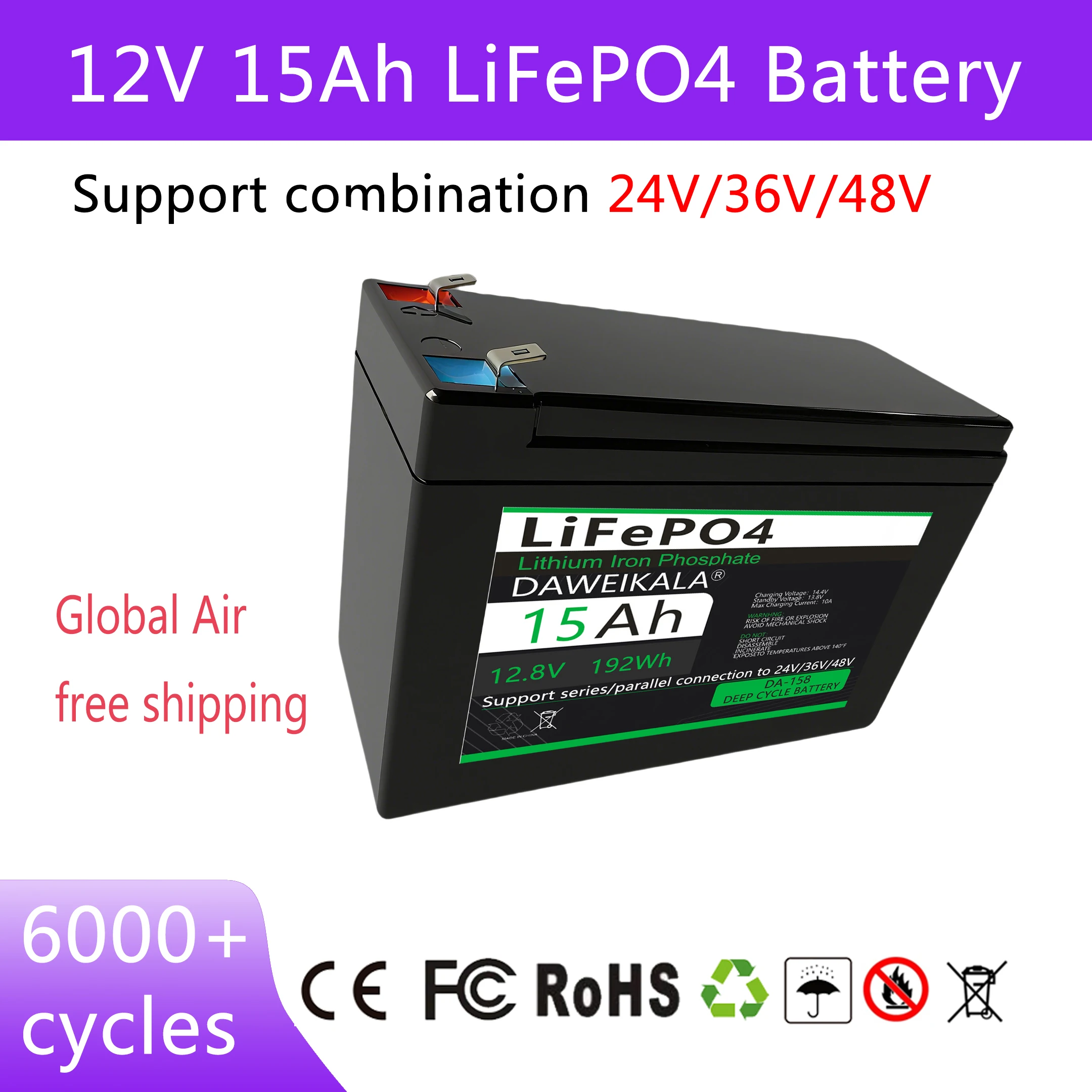 6Ah 12Ah 15Ah 12V L…