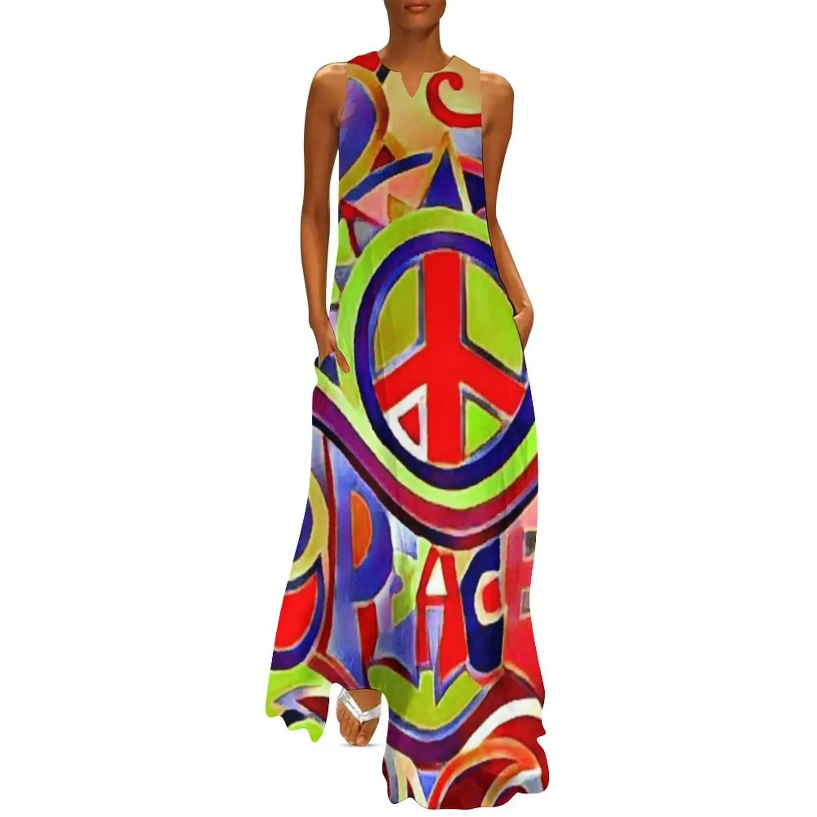 

Hippy Retro Peace Art Long Dress wedding dresses for woman summer dresses womens 2025 Dress women Dress