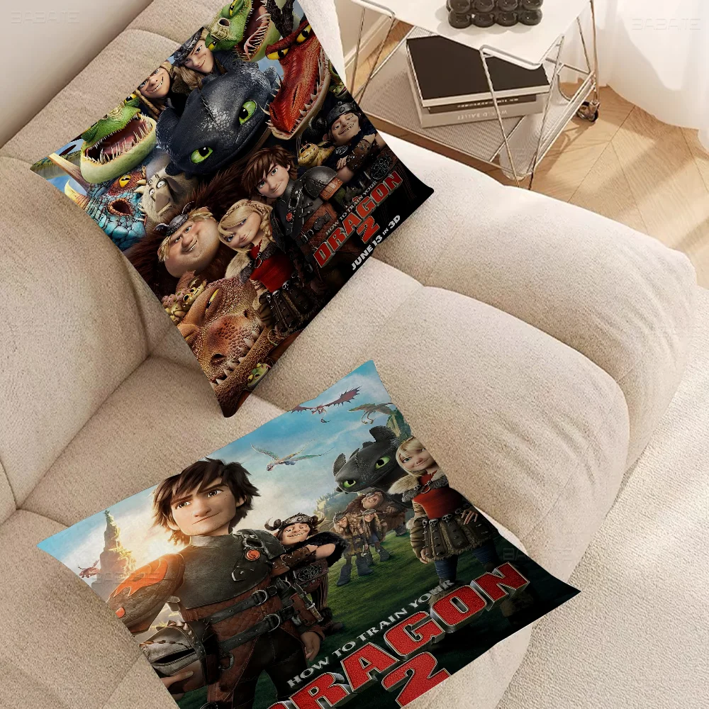 Anime Movie How To Train Your Pillow Covers Cartoon Sofa Decorative Home Double-sided Printing Short Plush Cute Cushion Cover