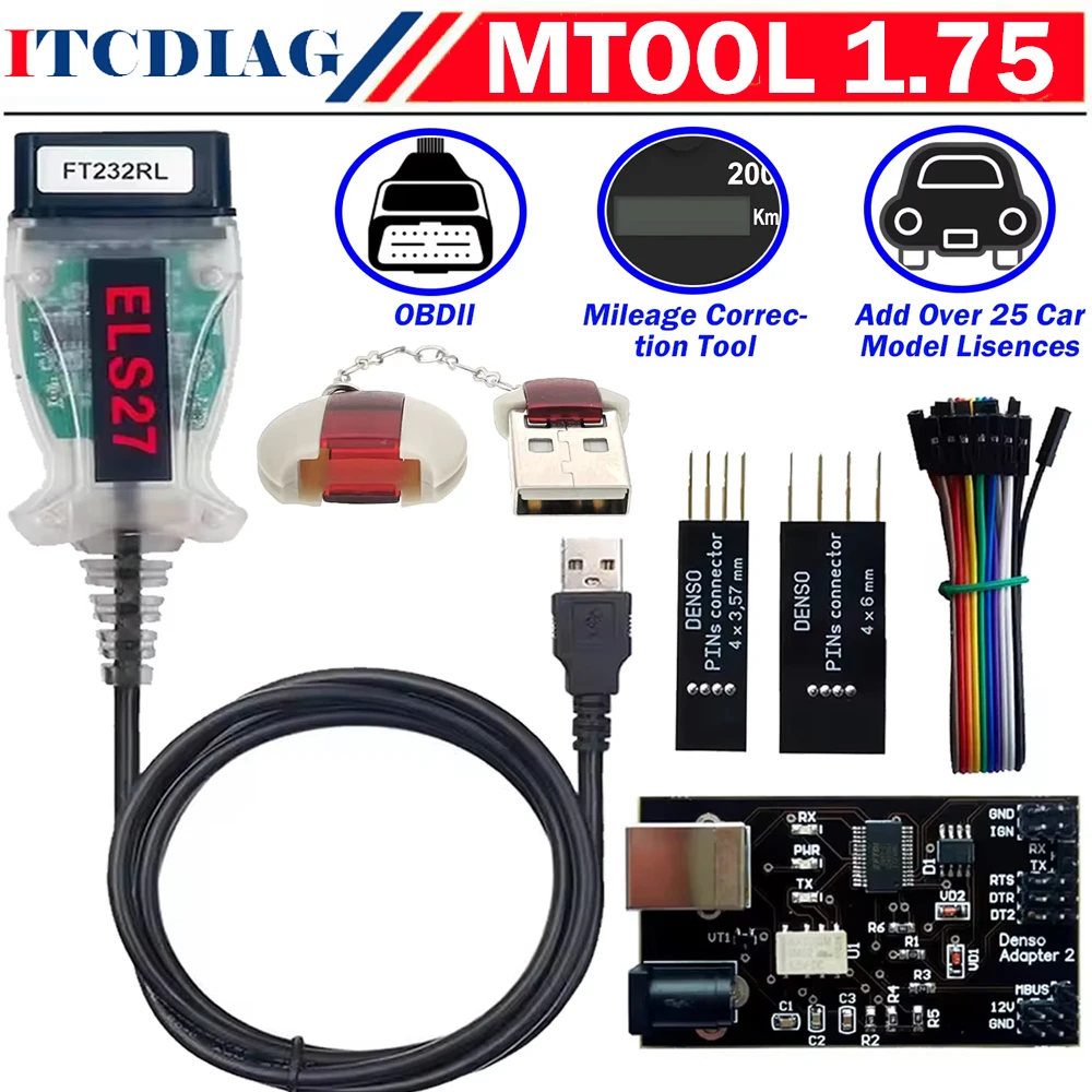 

NEW V1.75 MTool Rollback Programmer KM Adjustment M-tool Mileage Correction Tool Add Over 25 Car Models For Toyota/ KIA/ Mazda..