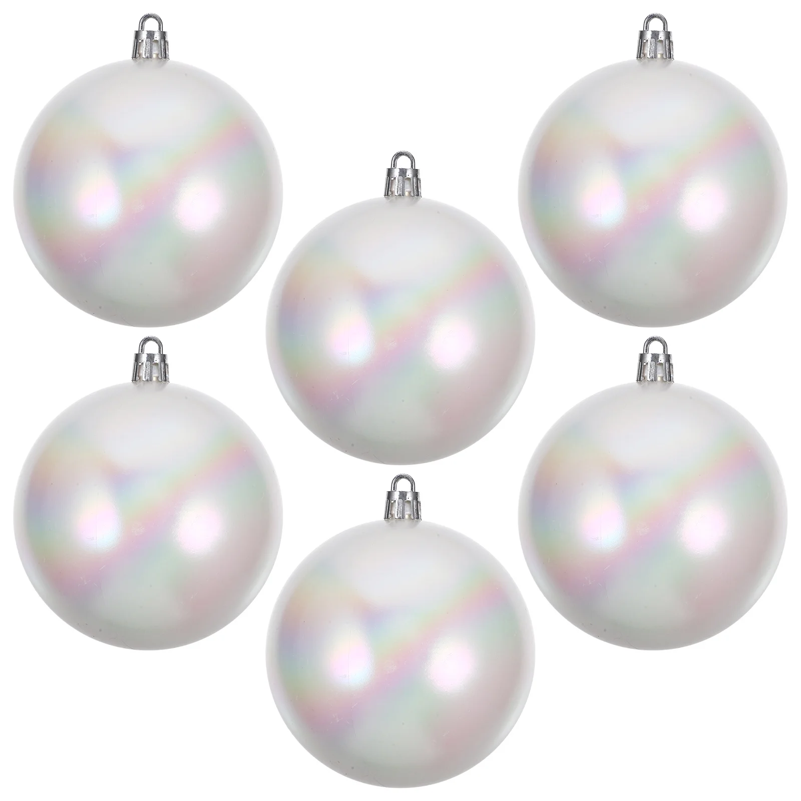 

6Pcs Christmas Tree Ornaments Iridescent Balls Xmas Hanging Decor Plastic Ball Pendants Party Christmas Bulbs Beads