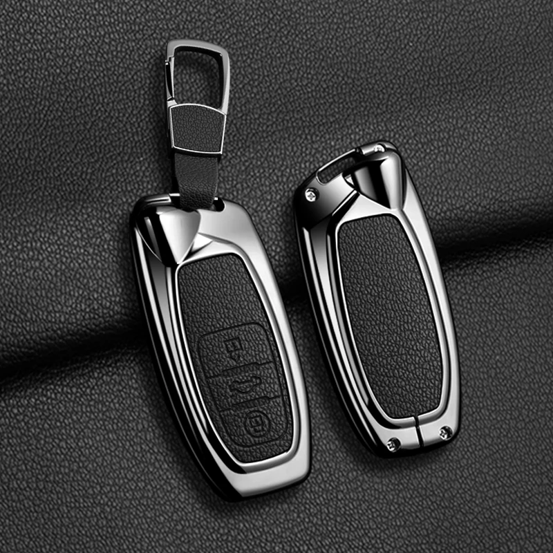 Leather Zinc Alloy Remote Car Key Cover Case Shell For Lamborghini Urus Huracan Aventador Protective Keychain Auto Accessories